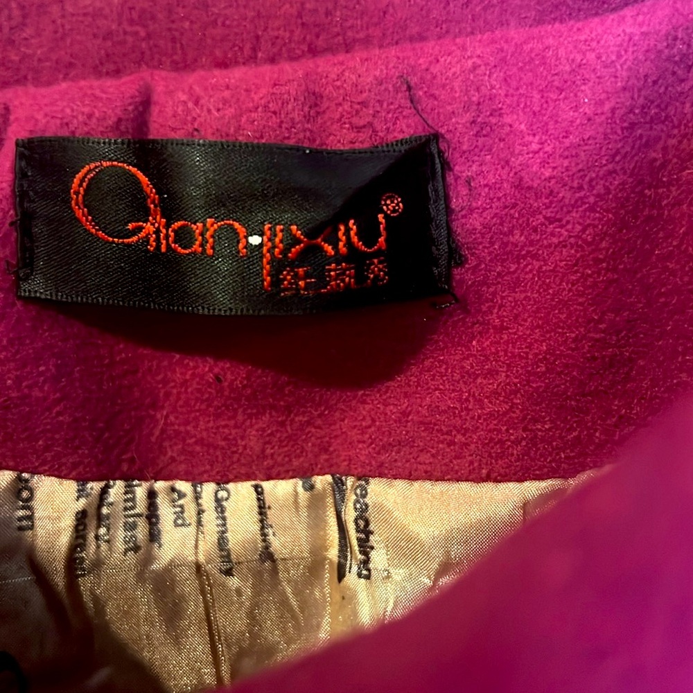 Women’s Fuchsia Colored Button Front Coat Size La… - image 2